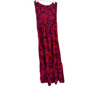 Able the Label Antro Libson Reign smocked strapless floral tiered maxi dress M
